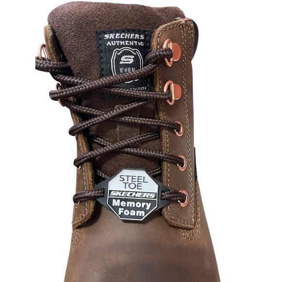 Skechers Womens Work Ravlas Steel Toe Leather Work Boot Brown Size 8 NEW - Picture 5 of 9